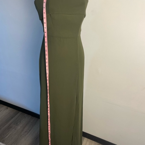 Abella Strapless Olive Evening Dress - Picture 6 of 13